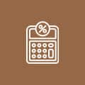 a calculator icon on a brown background for Bookkeeping Services