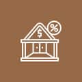 a house with a dollar sign icon on a brown background for Estate & Tax Planning